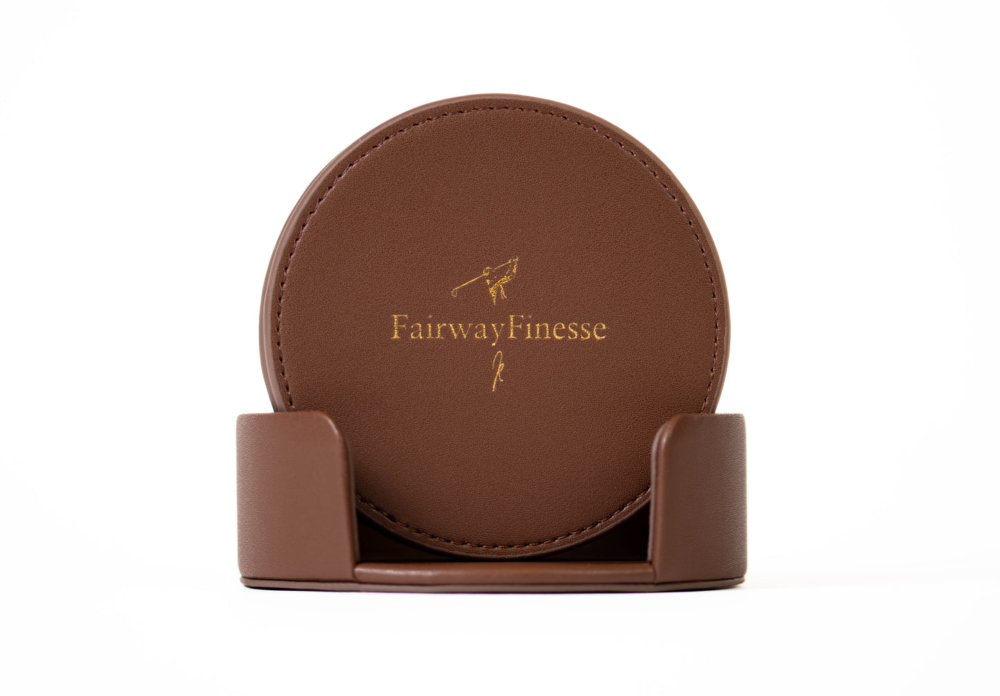 Lederuntersetzer "FairwayFinesse" - kastanienbraun