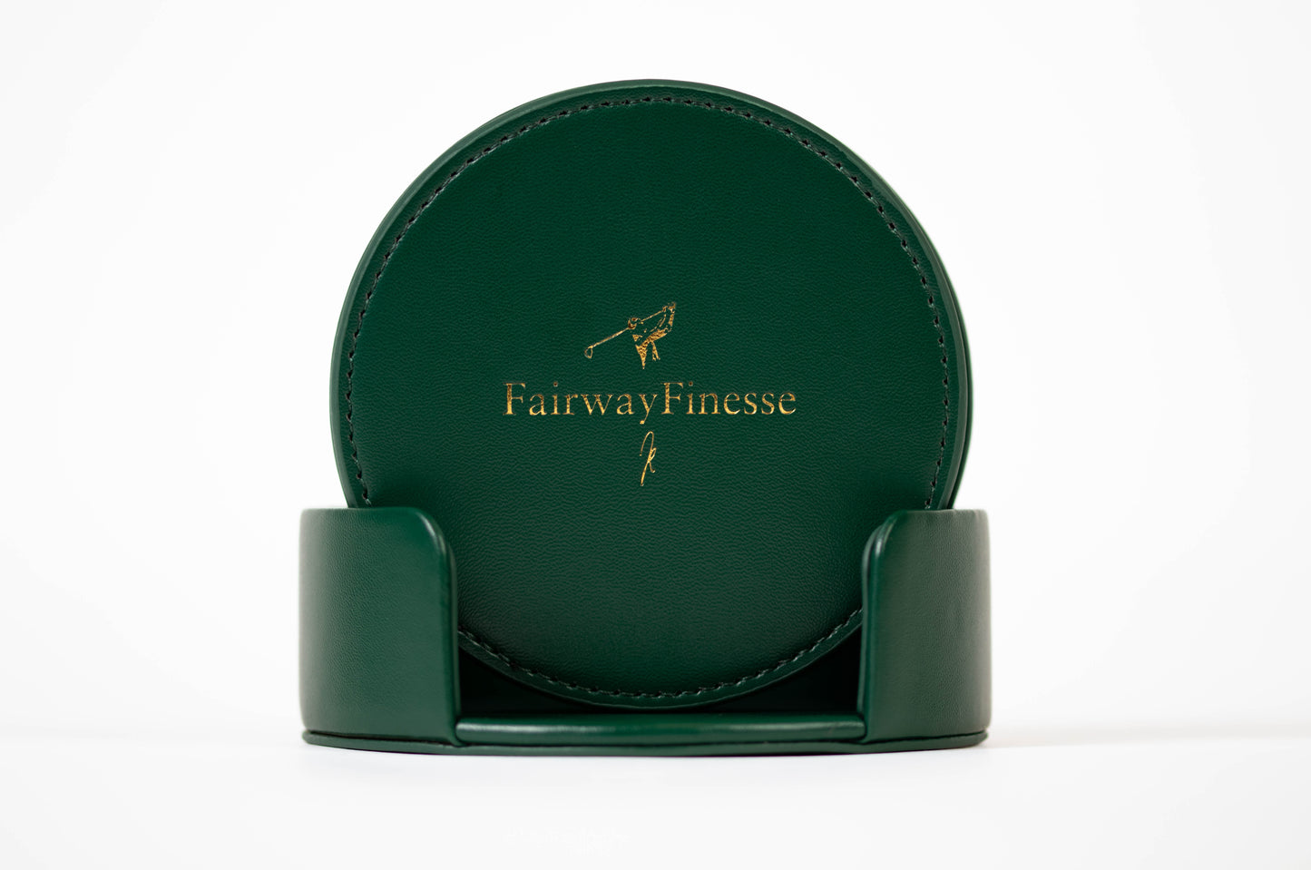 Lederuntersetzer "Fairway Finesse" - smaragdgrün