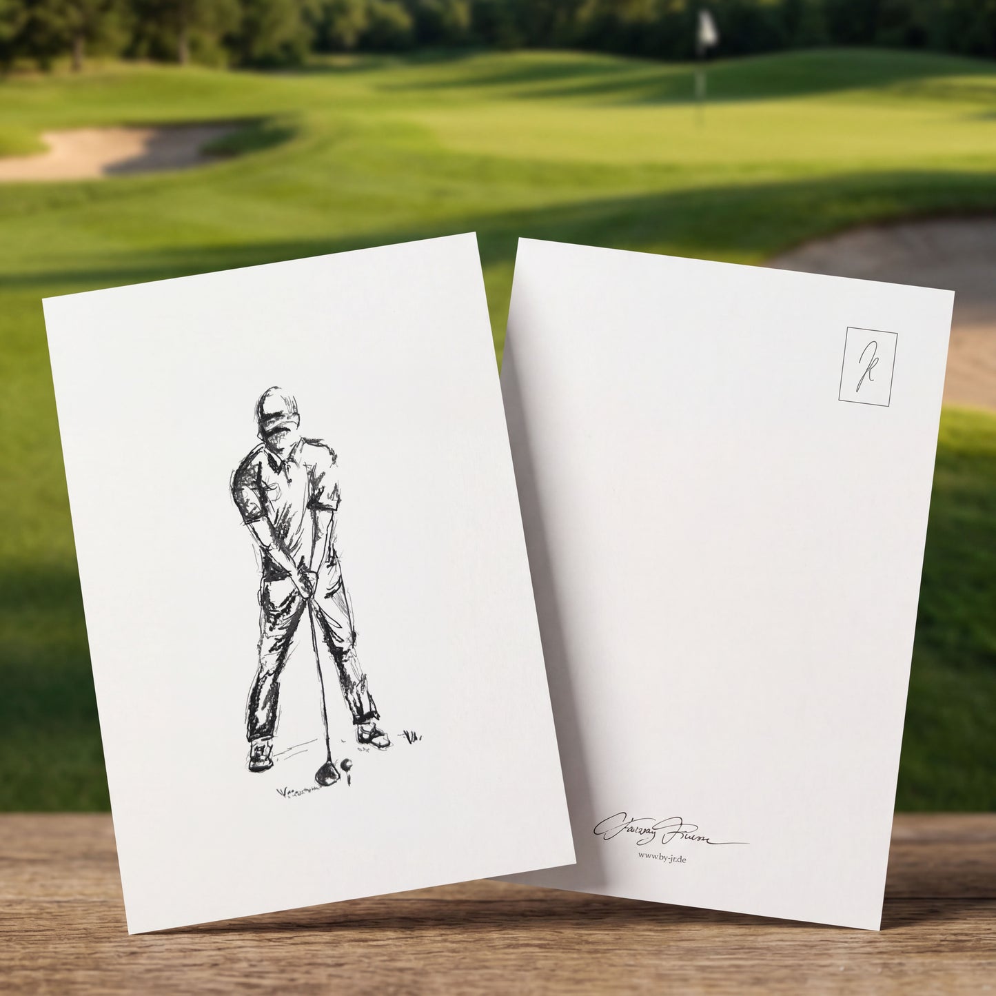 Postkarten mit Golfillustrationen