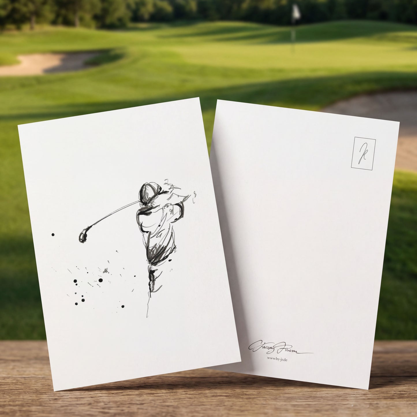 Postkarten mit Golfillustrationen