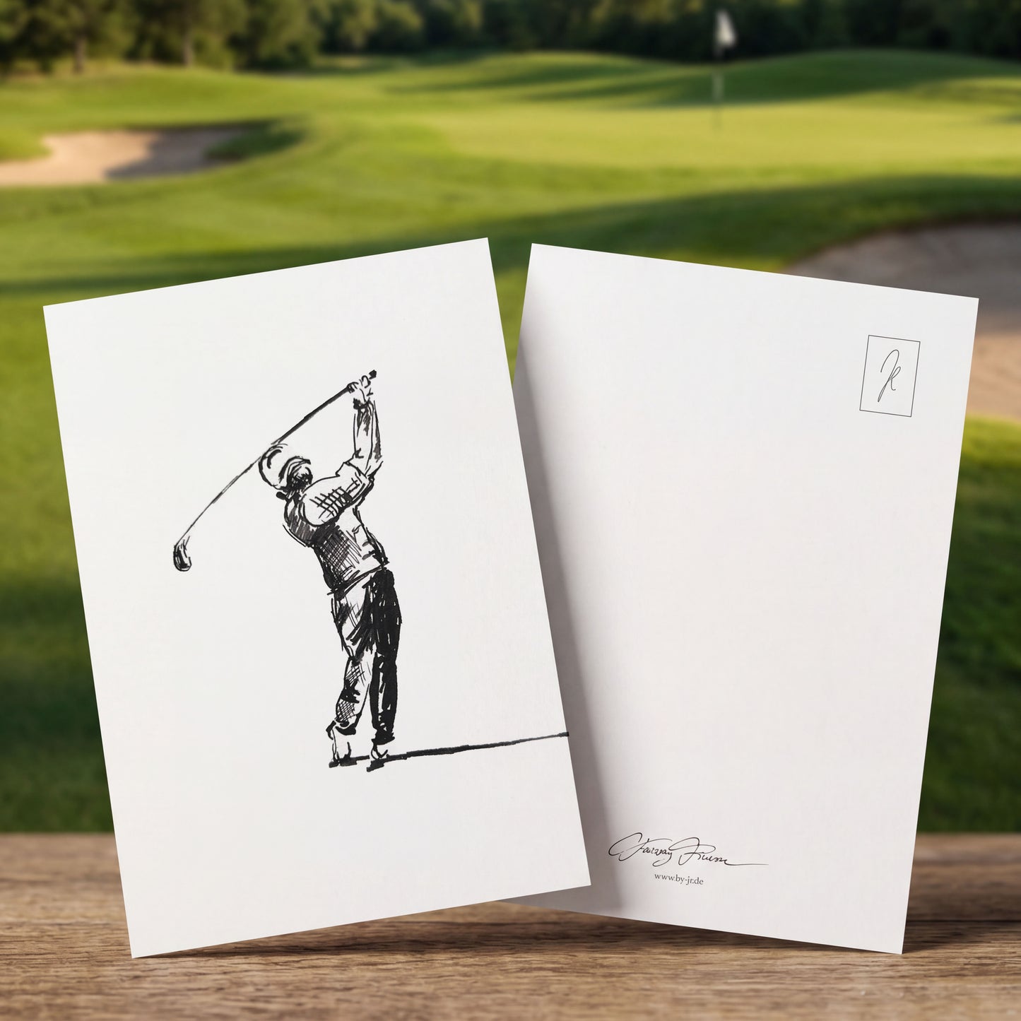 Postkarten mit Golfillustrationen