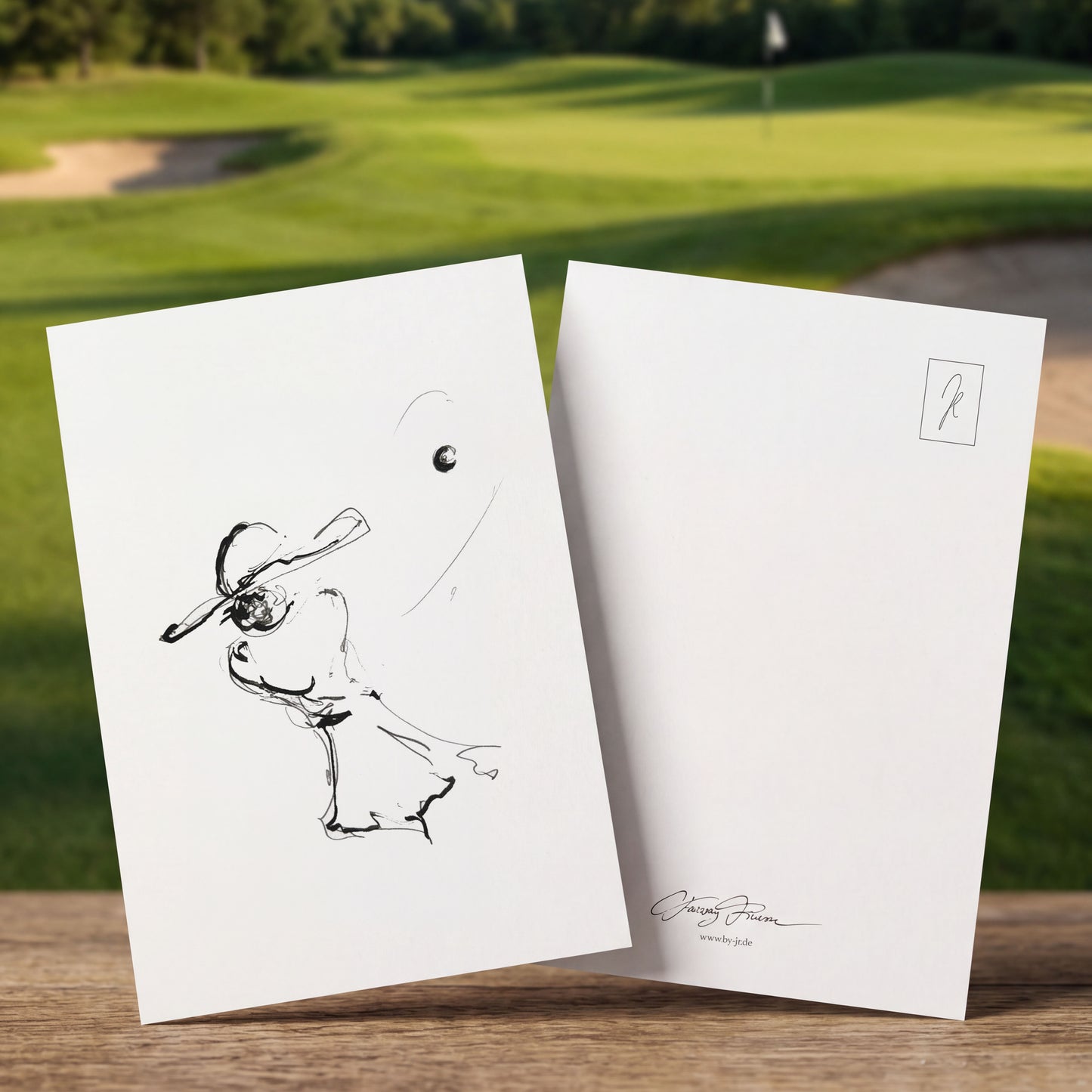 Postkarten mit Golfillustrationen