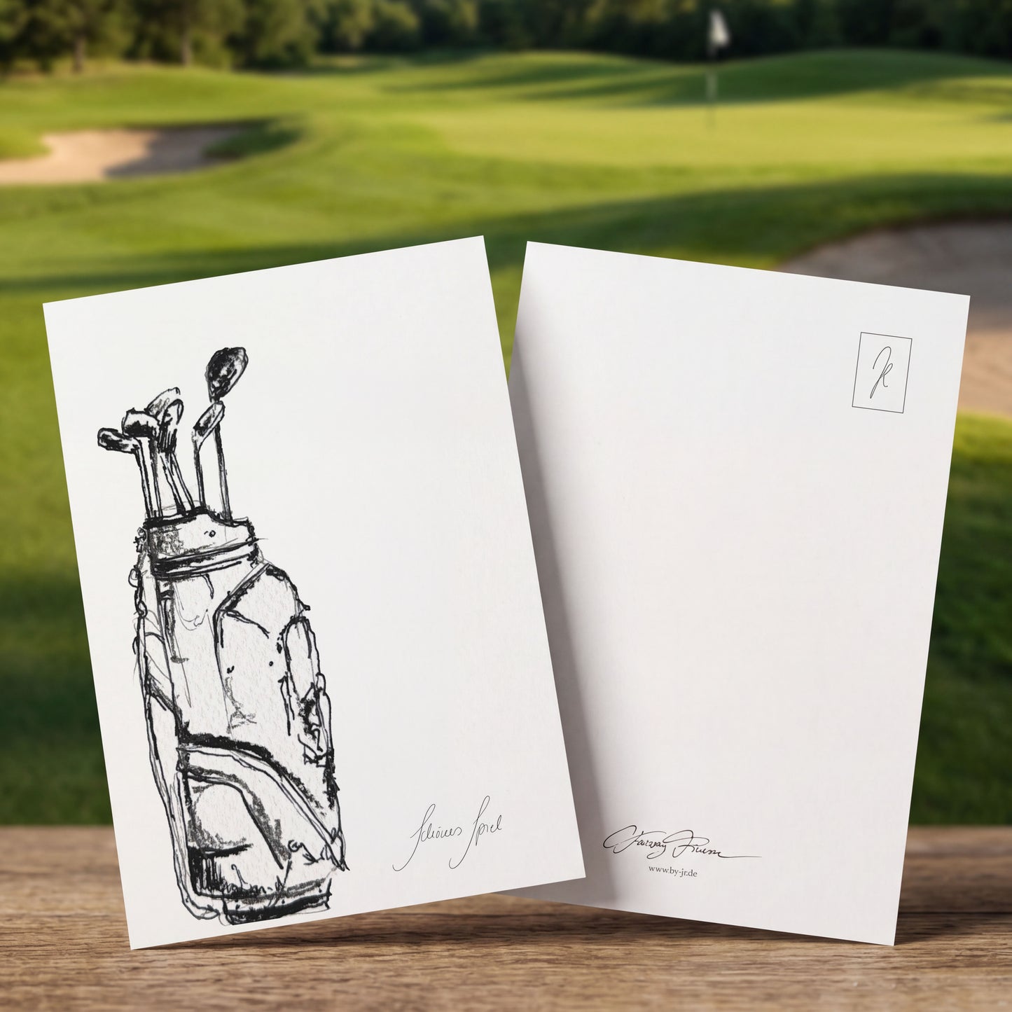 Postkarten mit Golfillustrationen
