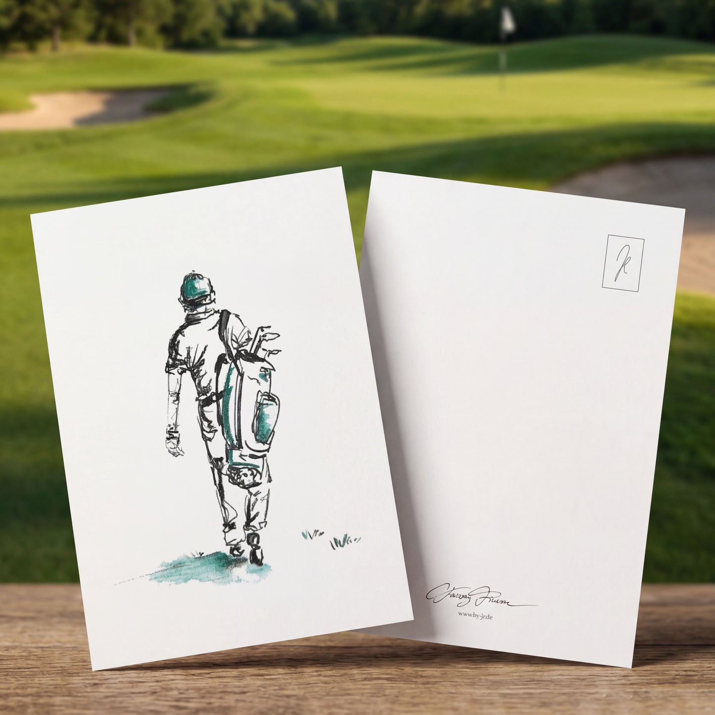 Postkarten mit Golfillustrationen