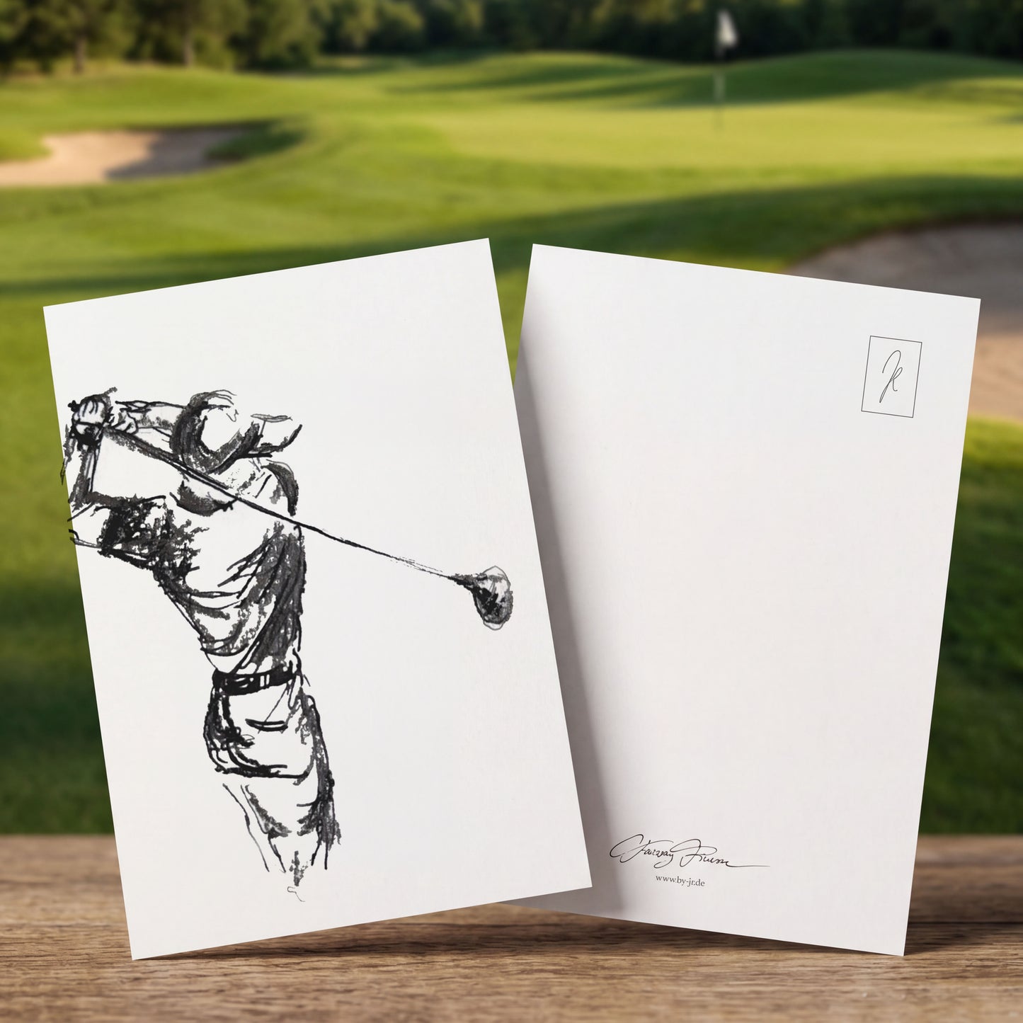 Postkarten mit Golfillustrationen