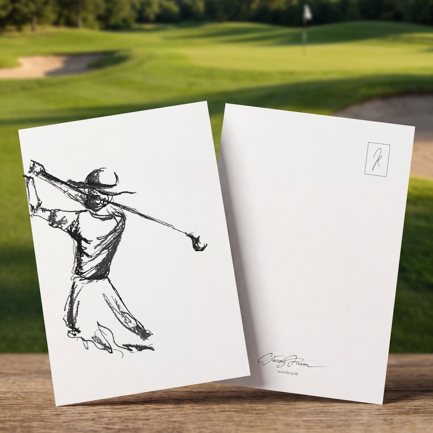 Postkarten mit Golfillustrationen