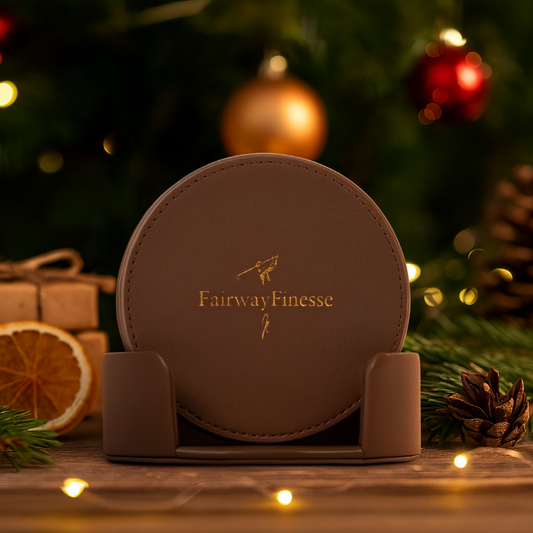 Lederuntersetzer "FairwayFinesse" - kastanienbraun
