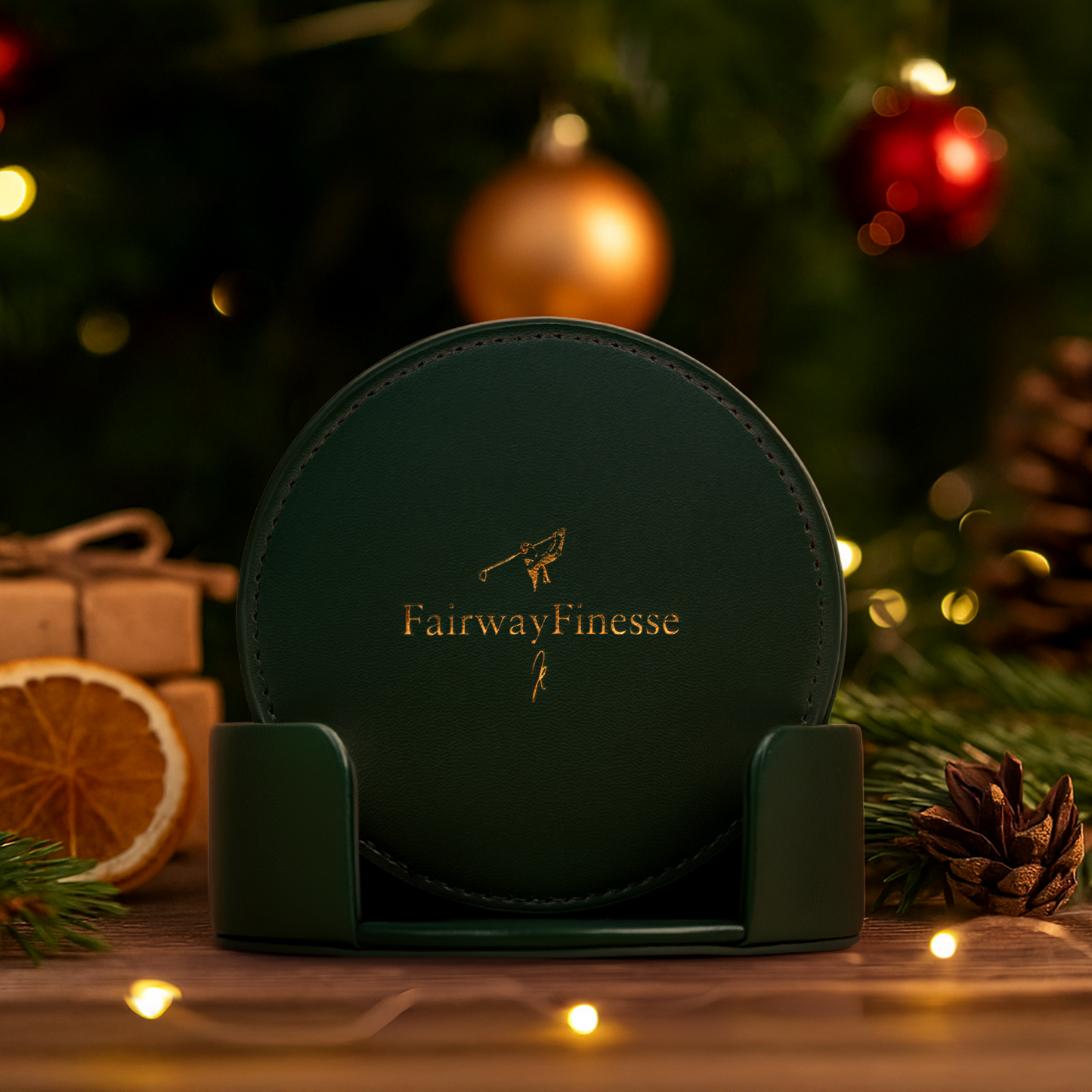 Lederuntersetzer "Fairway Finesse" - smaragdgrün